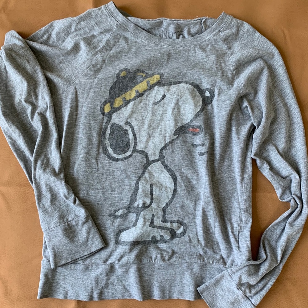 Snoopy Heathered Gray Long Sleeve Shirt